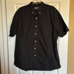 Club Room men’s black polka dot short sleeve button down shirt size XXL